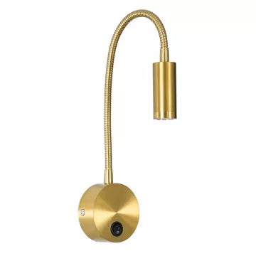 GLOBOSTAR® GOOSE  Μοντέρνο Φωτιστικό Τοίχου - Απλίκα Ξενοδοχείου Reading Light LED 3W 300lm 36° AC 220-240V IP20 Θερμό Λευκό 2700K - CREE XPE Chip & TÜV SÜD Driver - Χρυσό Βούρτσας - Μ6.5 x Π15 xΥ24.5cm