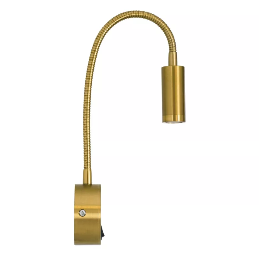 GLOBOSTAR® GOOSE  Μοντέρνο Φωτιστικό Τοίχου - Απλίκα Ξενοδοχείου Reading Light LED 3W 300lm 36° AC 220-240V IP20 Θερμό Λευκό 2700K - CREE XPE Chip & TÜV SÜD Driver - Χρυσό Βούρτσας - Μ6.5 x Π15 xΥ24.5cm