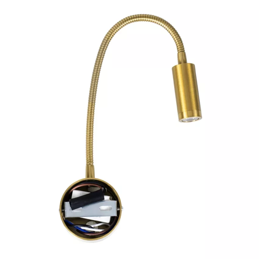 GLOBOSTAR® GOOSE  Μοντέρνο Φωτιστικό Τοίχου - Απλίκα Ξενοδοχείου Reading Light LED 3W 300lm 36° AC 220-240V IP20 Θερμό Λευκό 2700K - CREE XPE Chip & TÜV SÜD Driver - Χρυσό Βούρτσας - Μ6.5 x Π15 xΥ24.5cm