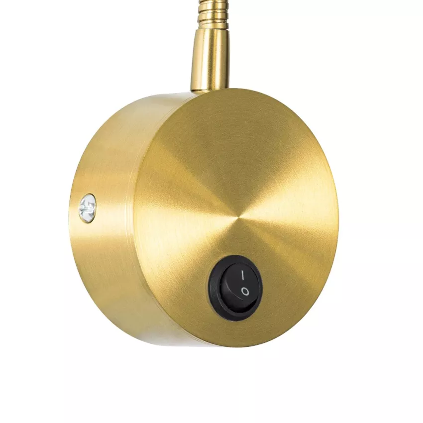 GLOBOSTAR® GOOSE  Μοντέρνο Φωτιστικό Τοίχου - Απλίκα Ξενοδοχείου Reading Light LED 3W 300lm 36° AC 220-240V IP20 Θερμό Λευκό 2700K - CREE XPE Chip & TÜV SÜD Driver - Χρυσό Βούρτσας - Μ6.5 x Π15 xΥ24.5cm