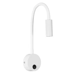 GLOBOSTAR® GOOSE  Μοντέρνο Φωτιστικό Τοίχου - Απλίκα Ξενοδοχείου Reading Light LED 3W 300lm 36° AC 220-240V IP20 Θερμό Λευκό 2700K - CREE XPE Chip & TÜV SÜD Driver - Λευκό Ματ - Μ6.5 x Π15 x Υ24.5cm