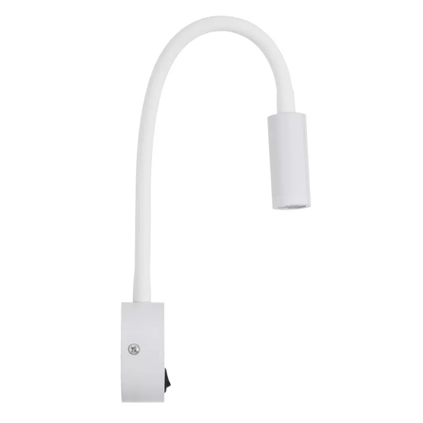 GLOBOSTAR® GOOSE  Μοντέρνο Φωτιστικό Τοίχου - Απλίκα Ξενοδοχείου Reading Light LED 3W 300lm 36° AC 220-240V IP20 Θερμό Λευκό 2700K - CREE XPE Chip & TÜV SÜD Driver - Λευκό Ματ - Μ6.5 x Π15 x Υ24.5cm