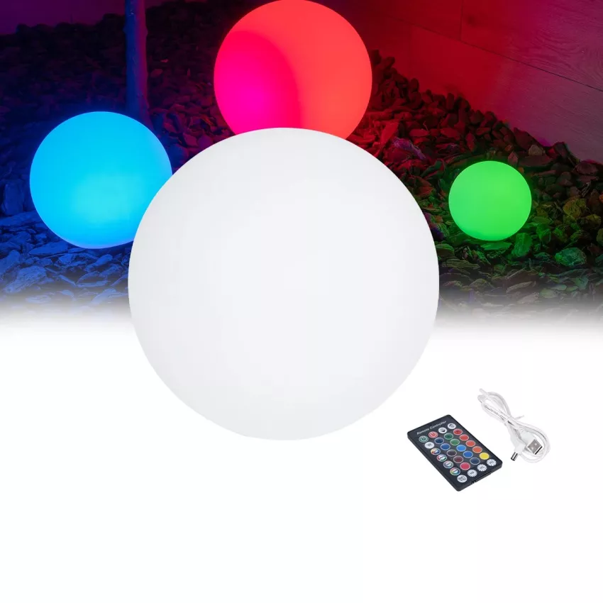 Ακρυλικό Φωτιστικό Μπάλα Εξωτερικού Χώρου - Πισίνας LED Globe 5W Φ15 Επαναφορτιζόμενο Μπαταρίας με Καλώδιο USB - Φορτιστή και Ασύρματο Χειριστήριο IR Αδιάβροχο IP68 Πολύχρωμο RGBW