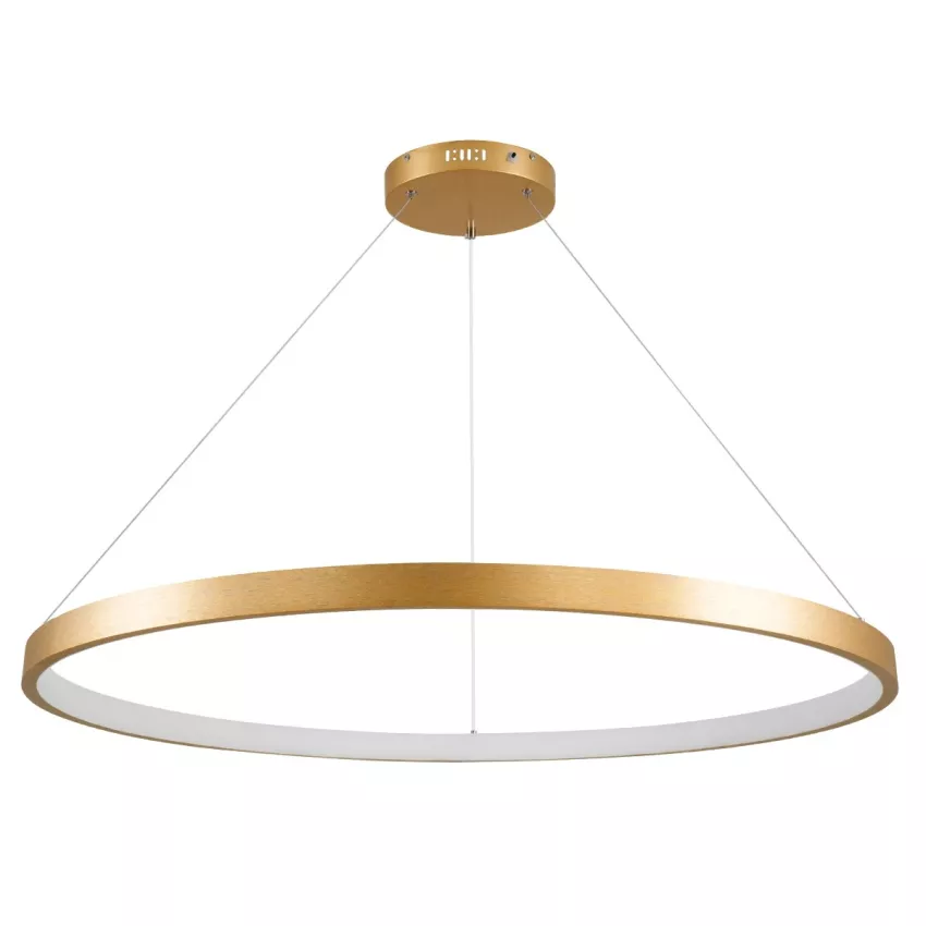 kelvo® NEMESIS  Κρεμαστό Φωτιστικό Οροφής LED 75W 7500lm 180° AC 220-240V IP20 Ρυθμιζόμενο Λευκό CCT με Χειριστήριο από 2700K έως 6000K Dimmable - Lumileds SMD Chip - Χρυσό Πλατίνα - Μ100 x Π100 x Υ4cm