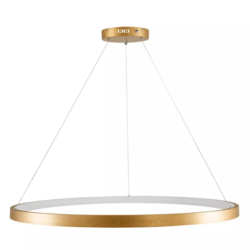 kelvo® NEMESIS  Κρεμαστό Φωτιστικό Οροφής LED 75W 7500lm 180° AC 220-240V IP20 Ρυθμιζόμενο Λευκό CCT με Χειριστήριο από 2700K έως 6000K Dimmable - Lumileds SMD Chip - Χρυσό Πλατίνα - Μ100 x Π100 x Υ4cm