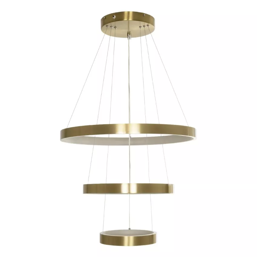 kelvo® NEMESIS  Κρεμαστό Φωτιστικό Οροφής LED 100W 10000lm 180° AC 220-240V IP20 Ρυθμιζόμενο Λευκό CCT με Χειριστήριο από 2700K έως 6000K Dimmable - Lumileds SMD Chip - Χρυσό Πλατίνα - Μ60 x Π60 x Υ60cm