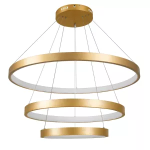 kelvo® NEMESIS  Κρεμαστό Φωτιστικό Οροφής LED 120W 12000lm 180° AC 220-240V IP20 Ρυθμιζόμενο Λευκό CCT με Χειριστήριο από 2700K έως 6000K Dimmable - Lumileds SMD Chip - Χρυσό Πλατίνα - Μ80 x Π80 x Υ80cm