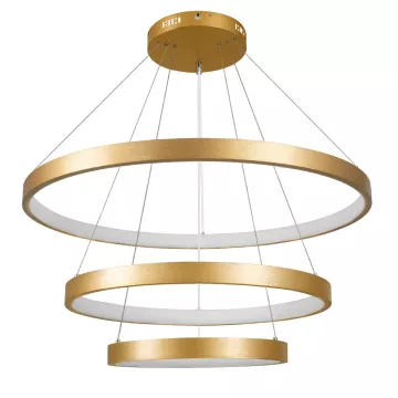 kelvo® NEMESIS  Κρεμαστό Φωτιστικό Οροφής LED 120W 12000lm 180° AC 220-240V IP20 Ρυθμιζόμενο Λευκό CCT με Χειριστήριο από 2700K έως 6000K Dimmable - Lumileds SMD Chip - Χρυσό Πλατίνα - Μ80 x Π80 x Υ80cm