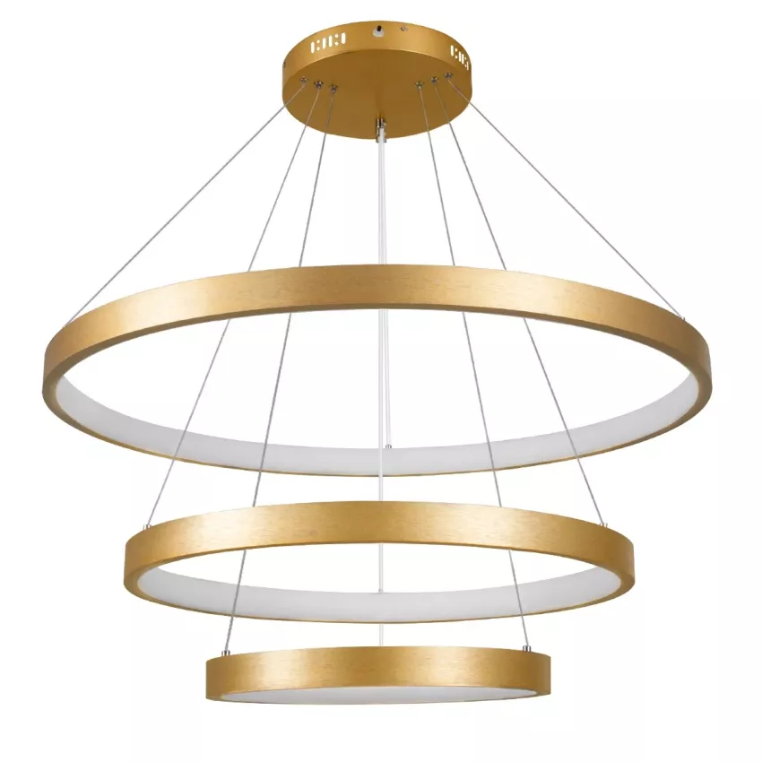 kelvo® NEMESIS  Κρεμαστό Φωτιστικό Οροφής LED 120W 12000lm 180° AC 220-240V IP20 Ρυθμιζόμενο Λευκό CCT με Χειριστήριο από 2700K έως 6000K Dimmable - Lumileds SMD Chip - Χρυσό Πλατίνα - Μ80 x Π80 x Υ80cm