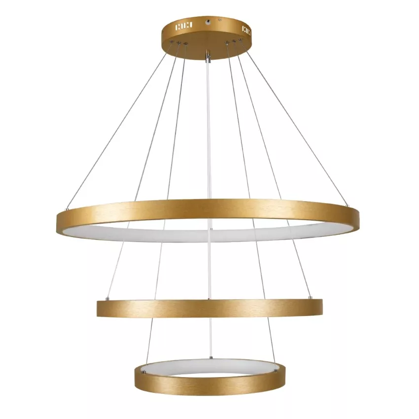 kelvo® NEMESIS  Κρεμαστό Φωτιστικό Οροφής LED 120W 12000lm 180° AC 220-240V IP20 Ρυθμιζόμενο Λευκό CCT με Χειριστήριο από 2700K έως 6000K Dimmable - Lumileds SMD Chip - Χρυσό Πλατίνα - Μ80 x Π80 x Υ80cm