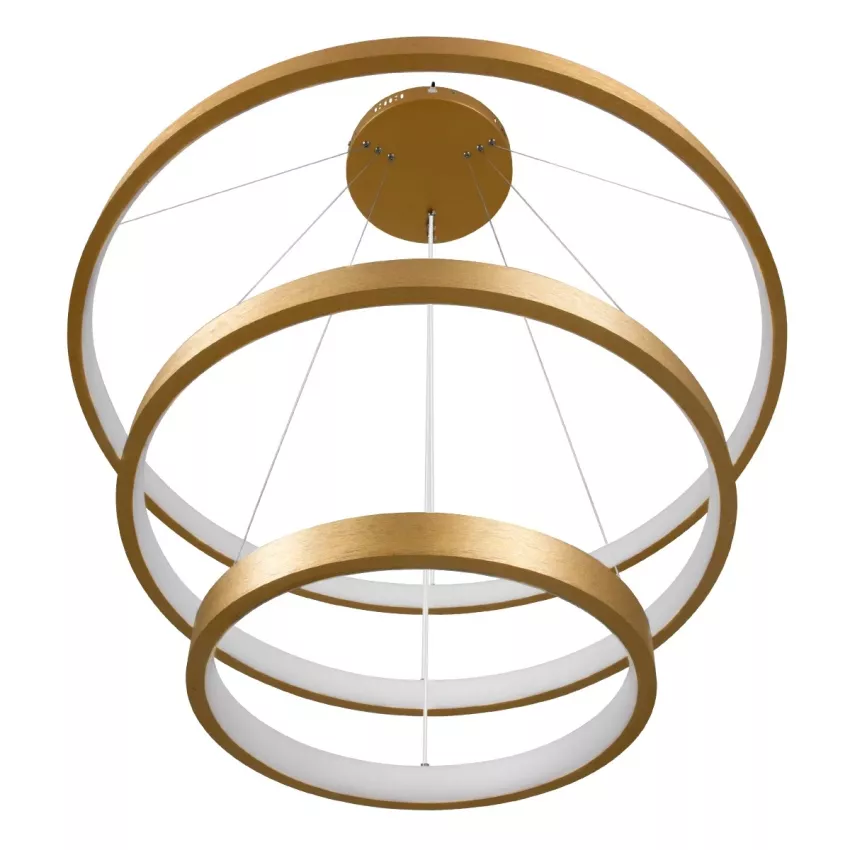 kelvo® NEMESIS  Κρεμαστό Φωτιστικό Οροφής LED 120W 12000lm 180° AC 220-240V IP20 Ρυθμιζόμενο Λευκό CCT με Χειριστήριο από 2700K έως 6000K Dimmable - Lumileds SMD Chip - Χρυσό Πλατίνα - Μ80 x Π80 x Υ80cm