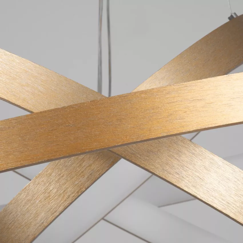 kelvo® NEMESIS  Κρεμαστό Φωτιστικό Οροφής LED 120W 12000lm 180° AC 220-240V IP20 Ρυθμιζόμενο Λευκό CCT με Χειριστήριο από 2700K έως 6000K Dimmable - Lumileds SMD Chip - Χρυσό Πλατίνα - Μ80 x Π80 x Υ80cm