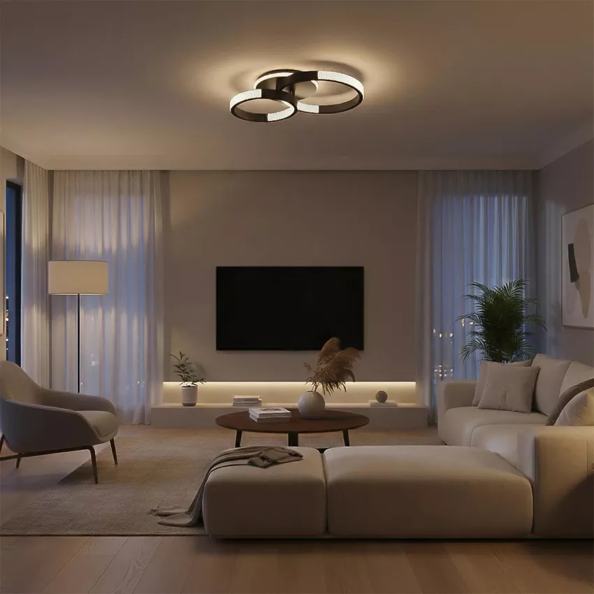 kelvo® DIAMOND  Φωτιστικό Οροφής LED 67W 6700lm 360° AC 220-240V IP20 Ρυθμιζόμενο Λευκό CCT με Χειριστήριο από 2700K έως 6000K Dimmable - Lumileds SMD Chip - Μαύρο Ματ - Μ60 x Π40 x Υ14cm