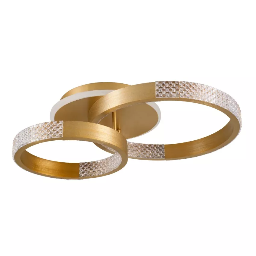 kelvo® DIAMOND  Φωτιστικό Οροφής LED 67W 6700lm 360° AC 220-240V IP20 Ρυθμιζόμενο Λευκό CCT με Χειριστήριο από 2700K έως 6000K Dimmable - Lumileds SMD Chip - Χρυσό Πλατίνα - Μ60 x Π40 x Υ14cm