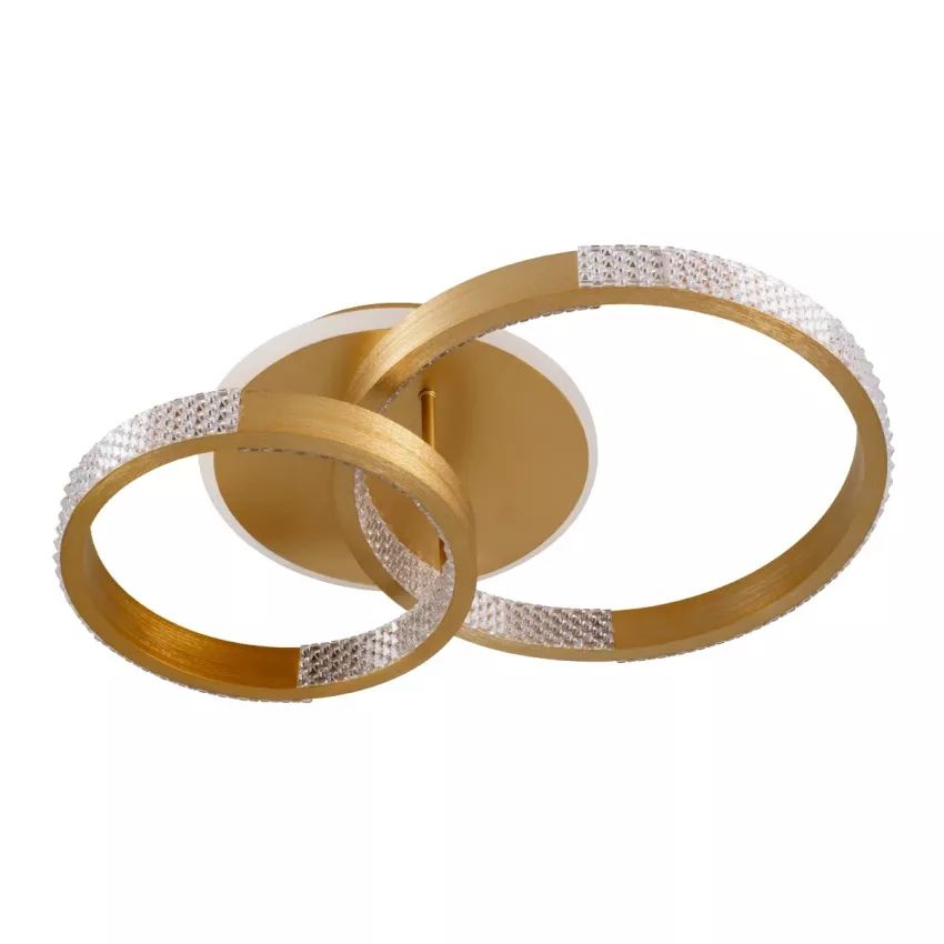 kelvo® DIAMOND  Φωτιστικό Οροφής LED 67W 6700lm 360° AC 220-240V IP20 Ρυθμιζόμενο Λευκό CCT με Χειριστήριο από 2700K έως 6000K Dimmable - Lumileds SMD Chip - Χρυσό Πλατίνα - Μ60 x Π40 x Υ14cm