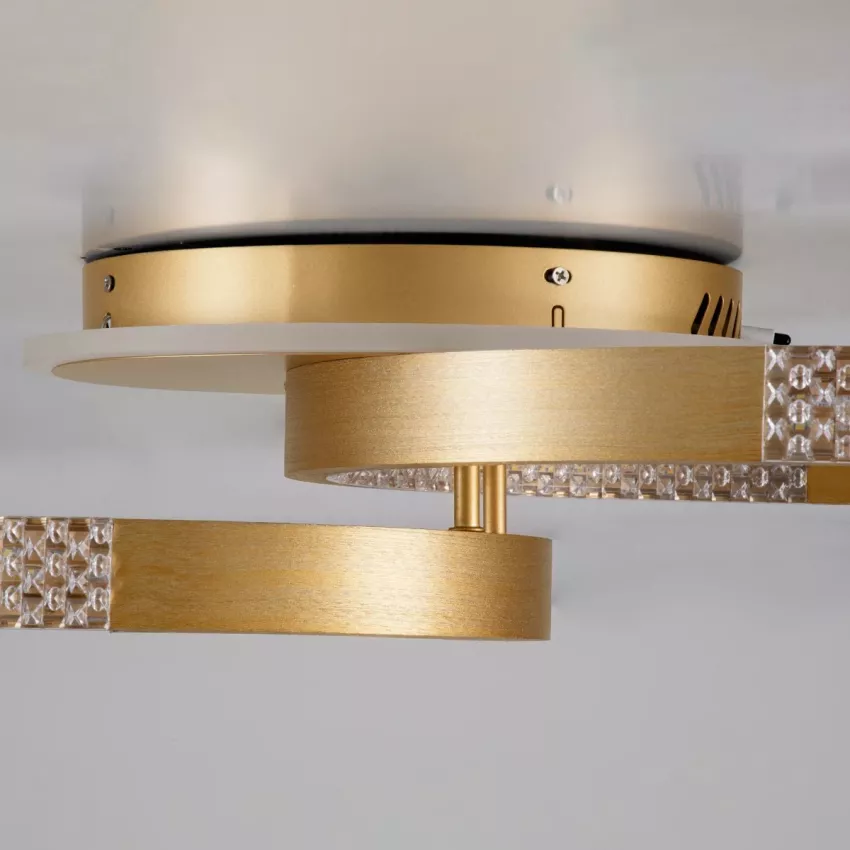 kelvo® DIAMOND  Φωτιστικό Οροφής LED 67W 6700lm 360° AC 220-240V IP20 Ρυθμιζόμενο Λευκό CCT με Χειριστήριο από 2700K έως 6000K Dimmable - Lumileds SMD Chip - Χρυσό Πλατίνα - Μ60 x Π40 x Υ14cm