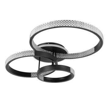 kelvo® DIAMOND  Φωτιστικό Οροφής LED 100W 10000lm 360° AC 220-240V IP20 Ρυθμιζόμενο Λευκό CCT με Χειριστήριο από 2700K έως 6000K Dimmable - Lumileds SMD Chip - Μαύρο Ματ - Μ80 x Π50 x Υ20cm