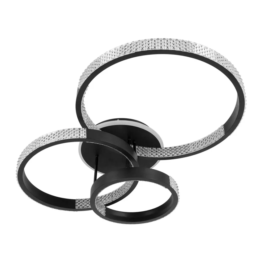 kelvo® DIAMOND  Φωτιστικό Οροφής LED 100W 10000lm 360° AC 220-240V IP20 Ρυθμιζόμενο Λευκό CCT με Χειριστήριο από 2700K έως 6000K Dimmable - Lumileds SMD Chip - Μαύρο Ματ - Μ80 x Π50 x Υ20cm