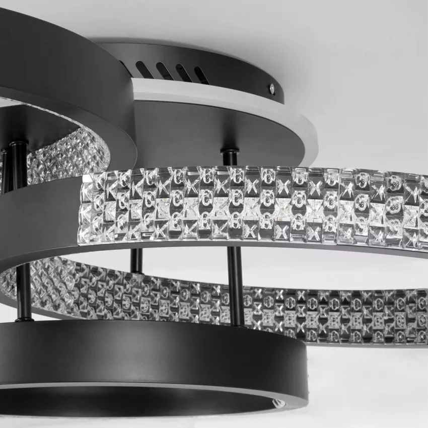 kelvo® DIAMOND  Φωτιστικό Οροφής LED 100W 10000lm 360° AC 220-240V IP20 Ρυθμιζόμενο Λευκό CCT με Χειριστήριο από 2700K έως 6000K Dimmable - Lumileds SMD Chip - Μαύρο Ματ - Μ80 x Π50 x Υ20cm