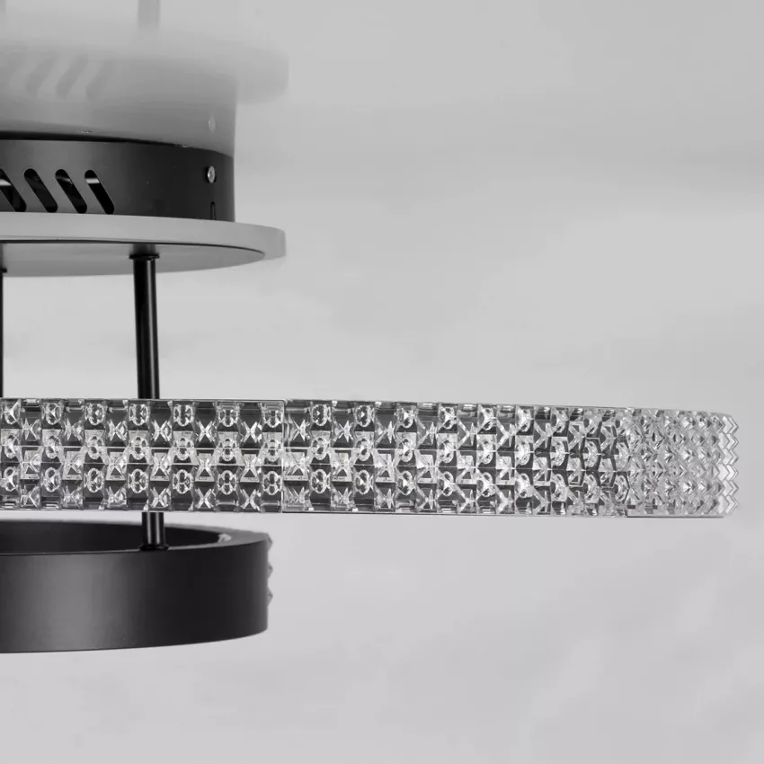 kelvo® DIAMOND  Φωτιστικό Οροφής LED 100W 10000lm 360° AC 220-240V IP20 Ρυθμιζόμενο Λευκό CCT με Χειριστήριο από 2700K έως 6000K Dimmable - Lumileds SMD Chip - Μαύρο Ματ - Μ80 x Π50 x Υ20cm