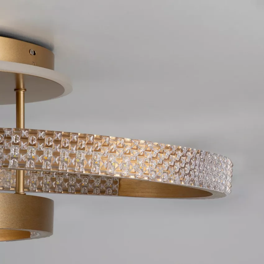kelvo® DIAMOND  Φωτιστικό Οροφής LED 100W 10000lm 360° AC 220-240V IP20 Ρυθμιζόμενο Λευκό CCT με Χειριστήριο από 2700K έως 6000K Dimmable - Lumileds SMD Chip - Χρυσό Πλατίνα - Μ80 x Π50 x Υ20cm