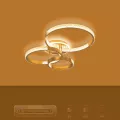 kelvo® DIAMOND  Φωτιστικό Οροφής LED 100W 10000lm 360° AC 220-240V IP20 Ρυθμιζόμενο Λευκό CCT με Χειριστήριο από 2700K έως 6000K Dimmable - Lumileds SMD Chip - Χρυσό Πλατίνα - Μ80 x Π50 x Υ20cm