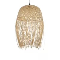 MANILA  Boho Κρεμαστό Φωτιστικό Πλέγμα Μονόφωτο 1 x E27 IP20 Μπέζ Ξύλο - Μ50 x Π50 x Υ70cm