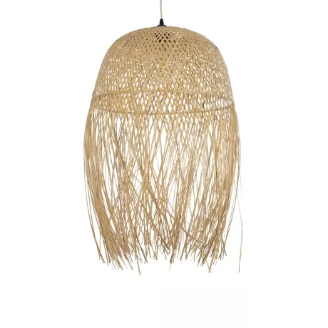 MANILA  Boho Κρεμαστό Φωτιστικό Πλέγμα Μονόφωτο 1 x E27 IP20 Μπέζ Ξύλο - Μ50 x Π50 x Υ70cm