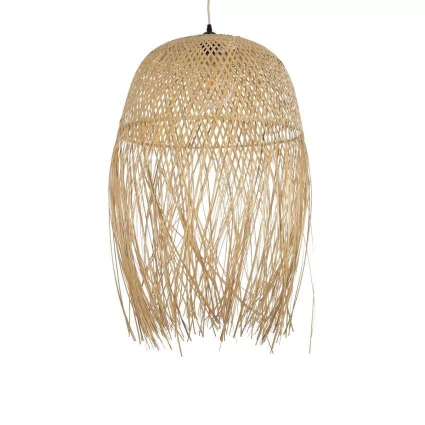 MANILA  Boho Κρεμαστό Φωτιστικό Πλέγμα Μονόφωτο 1 x E27 IP20 Μπέζ Ξύλο - Μ50 x Π50 x Υ70cm