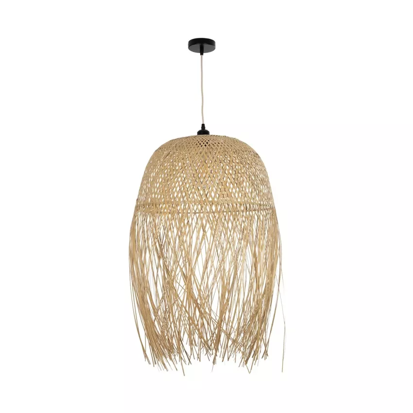 MANILA  Boho Κρεμαστό Φωτιστικό Πλέγμα Μονόφωτο 1 x E27 IP20 Μπέζ Ξύλο - Μ50 x Π50 x Υ70cm