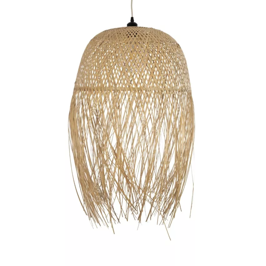 MANILA  Boho Κρεμαστό Φωτιστικό Πλέγμα Μονόφωτο 1 x E27 IP20 Μπέζ Ξύλο - Μ50 x Π50 x Υ70cm