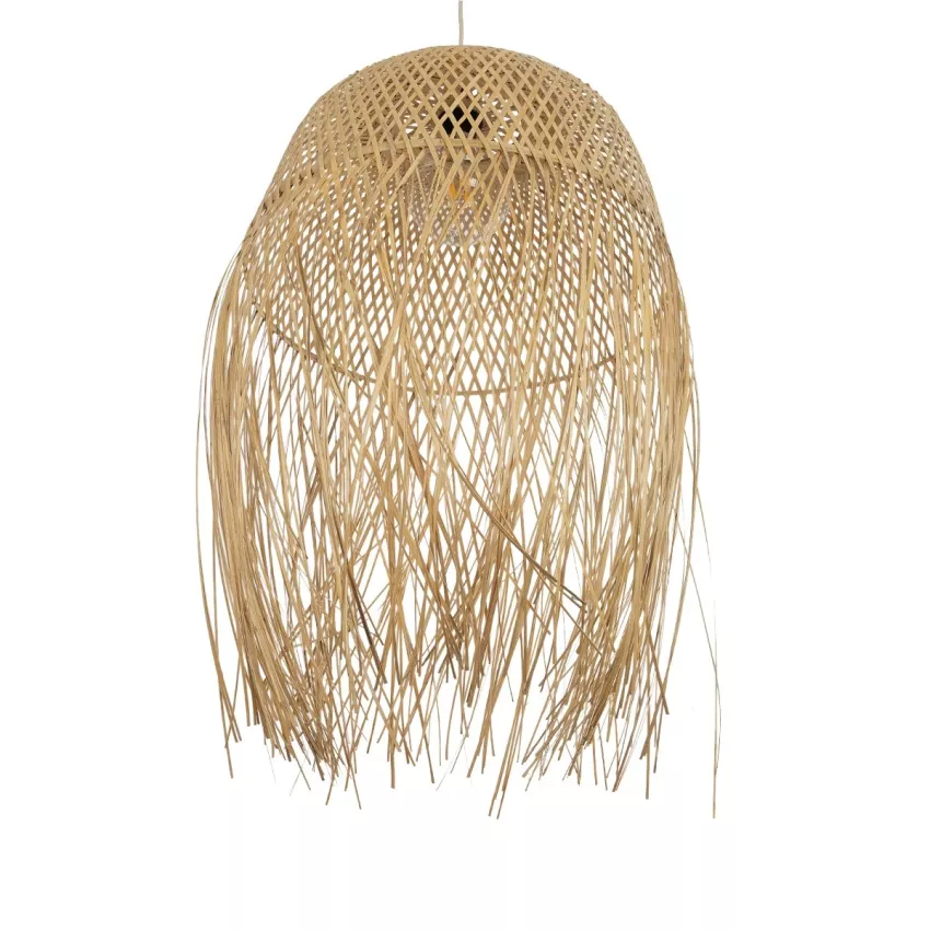 MANILA  Boho Κρεμαστό Φωτιστικό Πλέγμα Μονόφωτο 1 x E27 IP20 Μπέζ Ξύλο - Μ50 x Π50 x Υ70cm