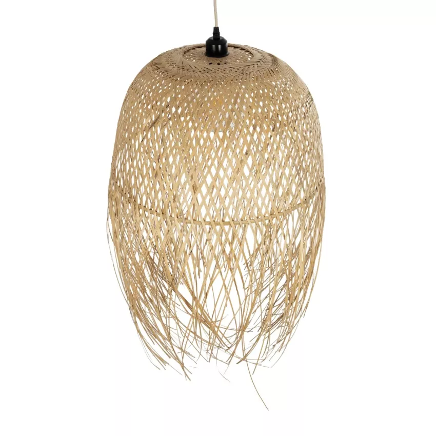 MANILA  Boho Κρεμαστό Φωτιστικό Πλέγμα Μονόφωτο 1 x E27 IP20 Μπέζ Ξύλο - Μ50 x Π50 x Υ70cm
