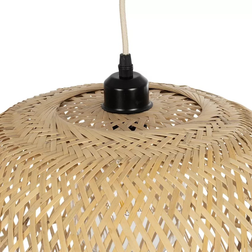 MANILA  Boho Κρεμαστό Φωτιστικό Πλέγμα Μονόφωτο 1 x E27 IP20 Μπέζ Ξύλο - Μ50 x Π50 x Υ70cm