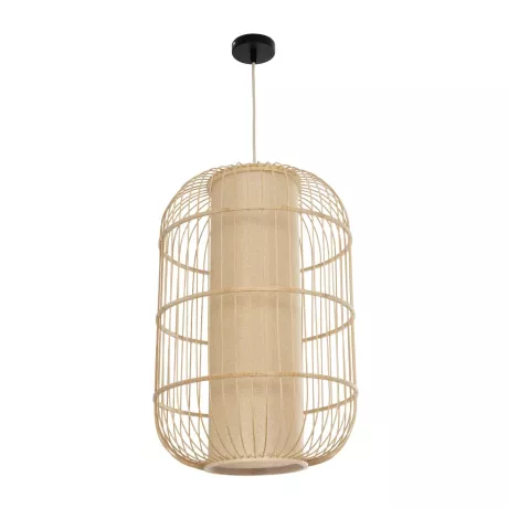 GLOBOSTAR® HIBISCUS  Boho Κρεμαστό Φωτιστικό Οροφής με Ντουί 1 x E27 AC 220-240V IP20 - Μπεζ - Μ40 x Π40 x Υ60cm