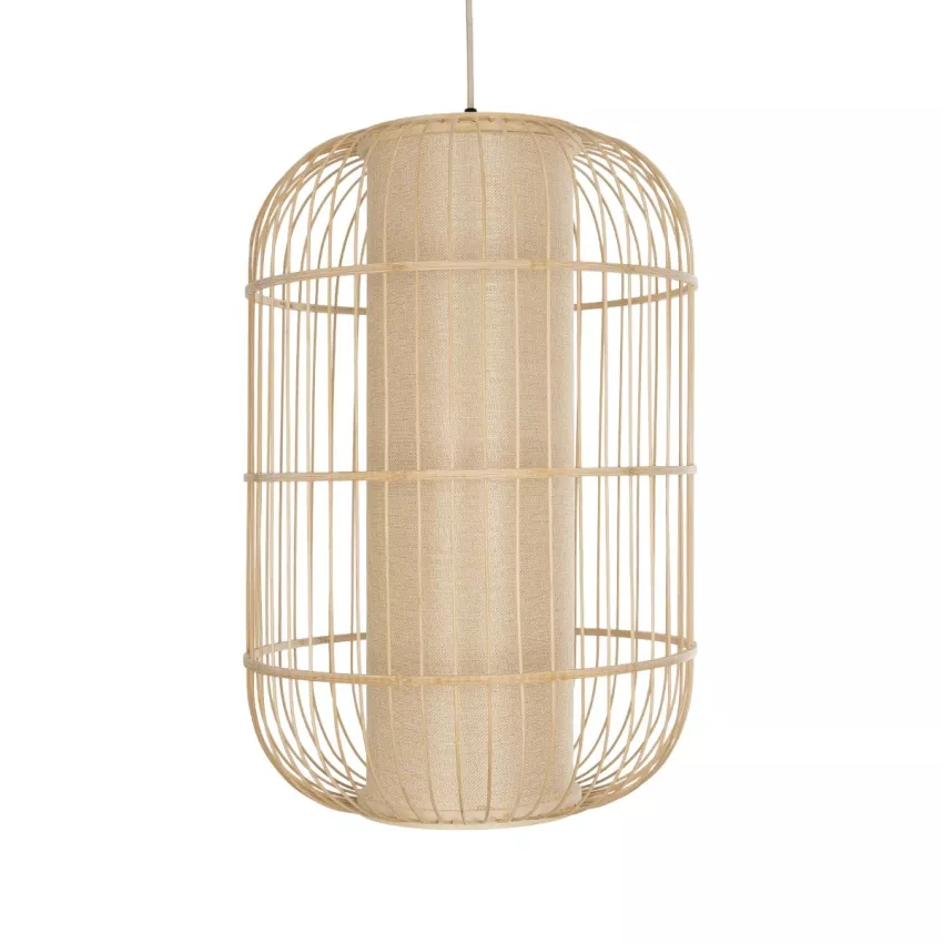 GLOBOSTAR® HIBISCUS  Boho Κρεμαστό Φωτιστικό Οροφής με Ντουί 1 x E27 AC 220-240V IP20 - Μπεζ - Μ40 x Π40 x Υ60cm