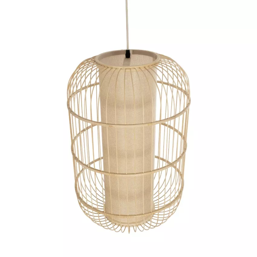 GLOBOSTAR® HIBISCUS  Boho Κρεμαστό Φωτιστικό Οροφής με Ντουί 1 x E27 AC 220-240V IP20 - Μπεζ - Μ40 x Π40 x Υ60cm
