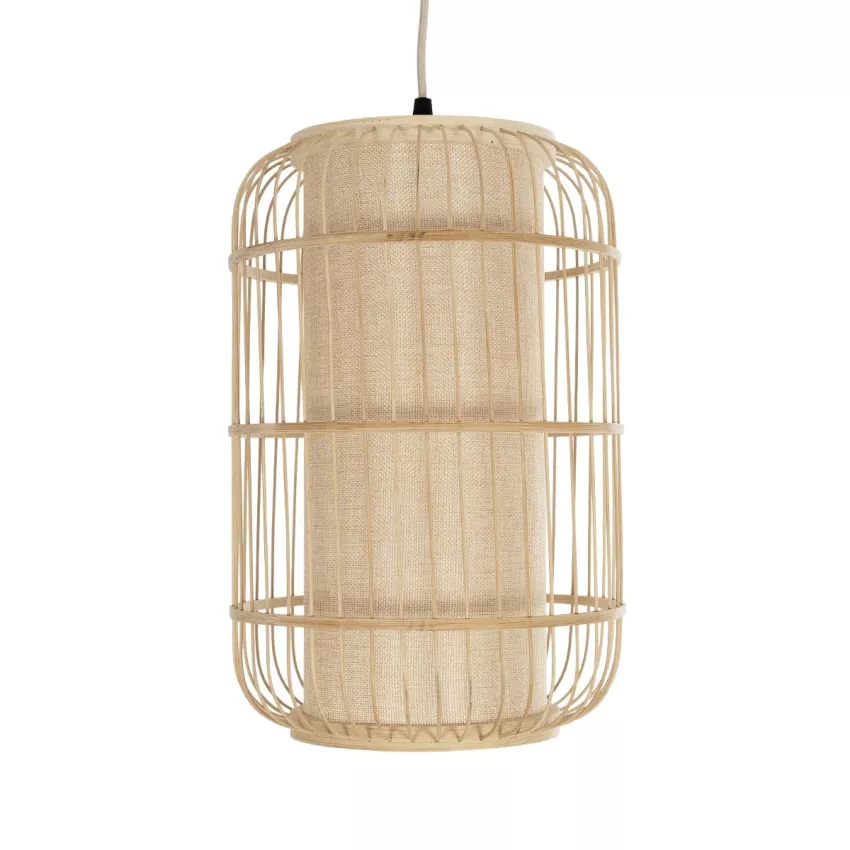 GLOBOSTAR® HIBISCUS  Boho Κρεμαστό Φωτιστικό Οροφής με Ντουί 1 x E27 AC 220-240V IP20 - Μπεζ - Μ25 x Π25 x Υ42cm