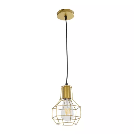 CAGE  Vintage Κρεμαστό Φωτιστικό Πλέγμα Μονόφωτο 1 x E27 IP20 Χρυσό Μέταλλο - Μ15 x Π15 x Y22cm