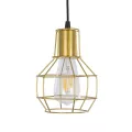 CAGE  Vintage Κρεμαστό Φωτιστικό Πλέγμα Μονόφωτο 1 x E27 IP20 Χρυσό Μέταλλο - Μ15 x Π15 x Y22cm