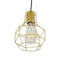 CAGE  Vintage Κρεμαστό Φωτιστικό Πλέγμα Μονόφωτο 1 x E27 IP20 Χρυσό Μέταλλο - Μ15 x Π15 x Y22cm