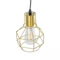 CAGE  Vintage Κρεμαστό Φωτιστικό Πλέγμα Μονόφωτο 1 x E27 IP20 Χρυσό Μέταλλο - Μ15 x Π15 x Y22cm