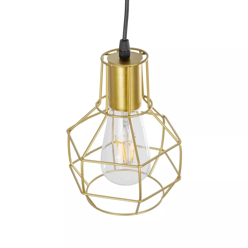 CAGE  Vintage Κρεμαστό Φωτιστικό Πλέγμα Μονόφωτο 1 x E27 IP20 Χρυσό Μέταλλο - Μ15 x Π15 x Y22cm