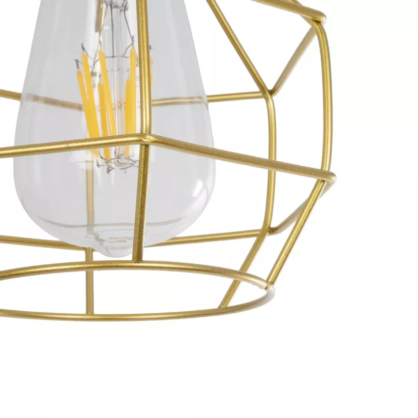 CAGE  Vintage Κρεμαστό Φωτιστικό Πλέγμα Μονόφωτο 1 x E27 IP20 Χρυσό Μέταλλο - Μ15 x Π15 x Y22cm