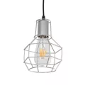 CAGE  Vintage Κρεμαστό Φωτιστικό Πλέγμα Μονόφωτο 1 x E27 IP20 Ασημί Μέταλλο - Μ15 x Π15 x Y22cm