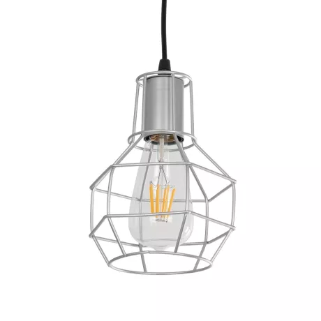 CAGE  Vintage Κρεμαστό Φωτιστικό Πλέγμα Μονόφωτο 1 x E27 IP20 Ασημί Μέταλλο - Μ15 x Π15 x Y22cm