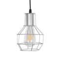 CAGE  Vintage Κρεμαστό Φωτιστικό Πλέγμα Μονόφωτο 1 x E27 IP20 Ασημί Μέταλλο - Μ15 x Π15 x Y22cm