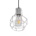 CAGE  Vintage Κρεμαστό Φωτιστικό Πλέγμα Μονόφωτο 1 x E27 IP20 Ασημί Μέταλλο - Μ15 x Π15 x Y22cm