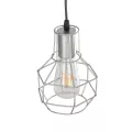 CAGE  Vintage Κρεμαστό Φωτιστικό Πλέγμα Μονόφωτο 1 x E27 IP20 Ασημί Μέταλλο - Μ15 x Π15 x Y22cm