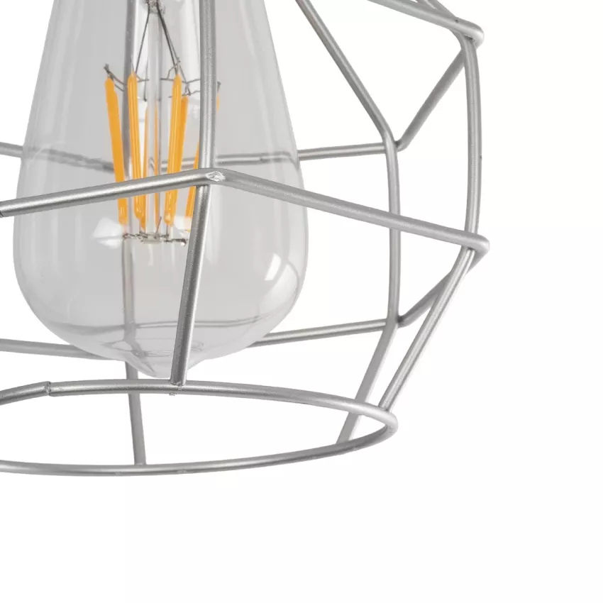 CAGE  Vintage Κρεμαστό Φωτιστικό Πλέγμα Μονόφωτο 1 x E27 IP20 Ασημί Μέταλλο - Μ15 x Π15 x Y22cm